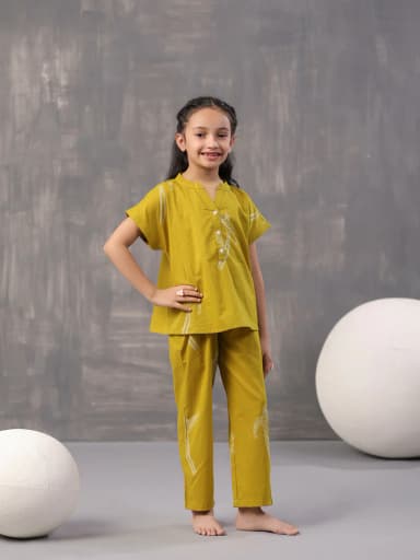 Sparrow Bird Printed Cotton Kids Night Suit